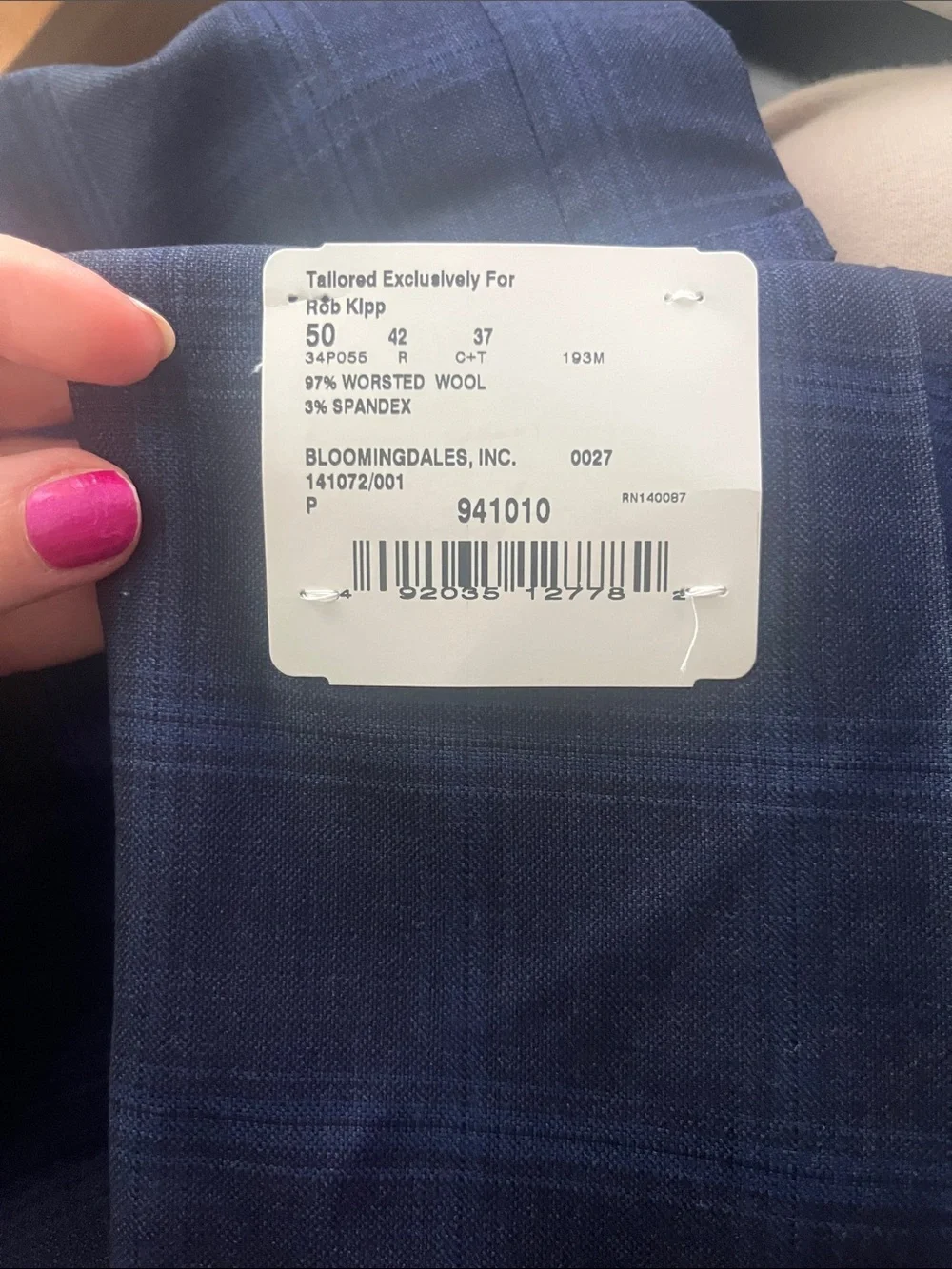 Hart Schaffner Marx Worsted Wool Spandex Blend Men's Blue Suit 42R